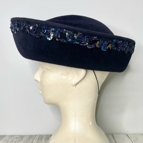 Vintage Wool Sequined Fashion Church Hat Dress Tea Hat main image 4